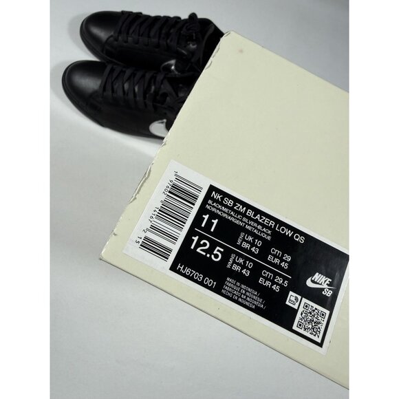 New Nike SB Zoom Blazer Low QS Shoes Mens Size 11 Black Silver Skate HJ6703-001